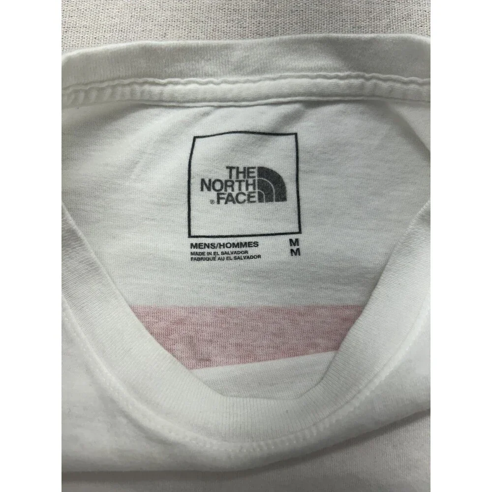 The North Face Mens White Short Sleeve T-Shirt Size Medium Red Front & Back Logo